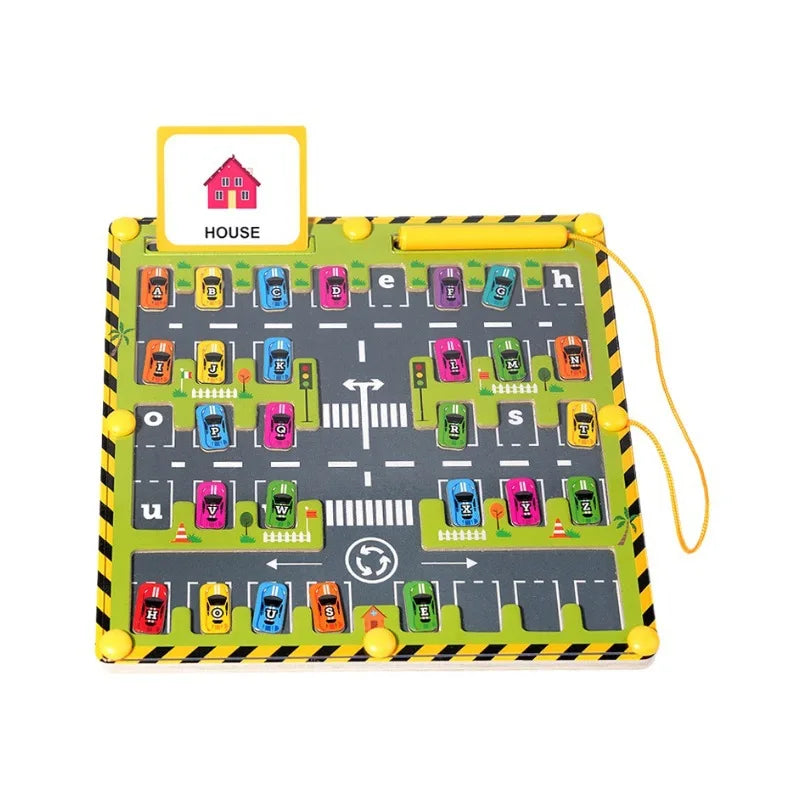 Montessori Magnetic Alphabet Parking Maze