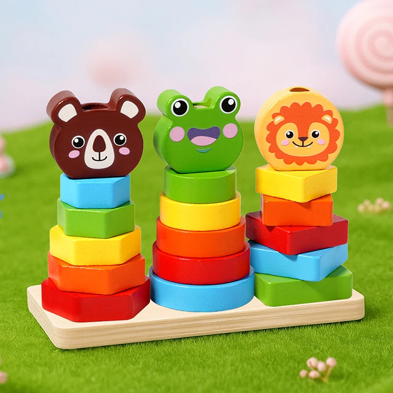 Montessori Wooden Shape & Colour Sorting Stackers