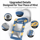 Portable Kids Toilet Potty Training Seat Folding Trainer Height Adjustable Wite Waterproof Cushioned Mat for Boys Girls Children
