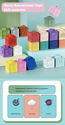 Baby Soft Building Blocks Children Bath Toys Kids Montessori Toy Toddlers Early Education Squeeze Stacker Cube Blocks Gifts