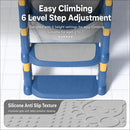 Portable Kids Toilet Potty Training Seat Folding Trainer Height Adjustable Wite Waterproof Cushioned Mat for Boys Girls Children