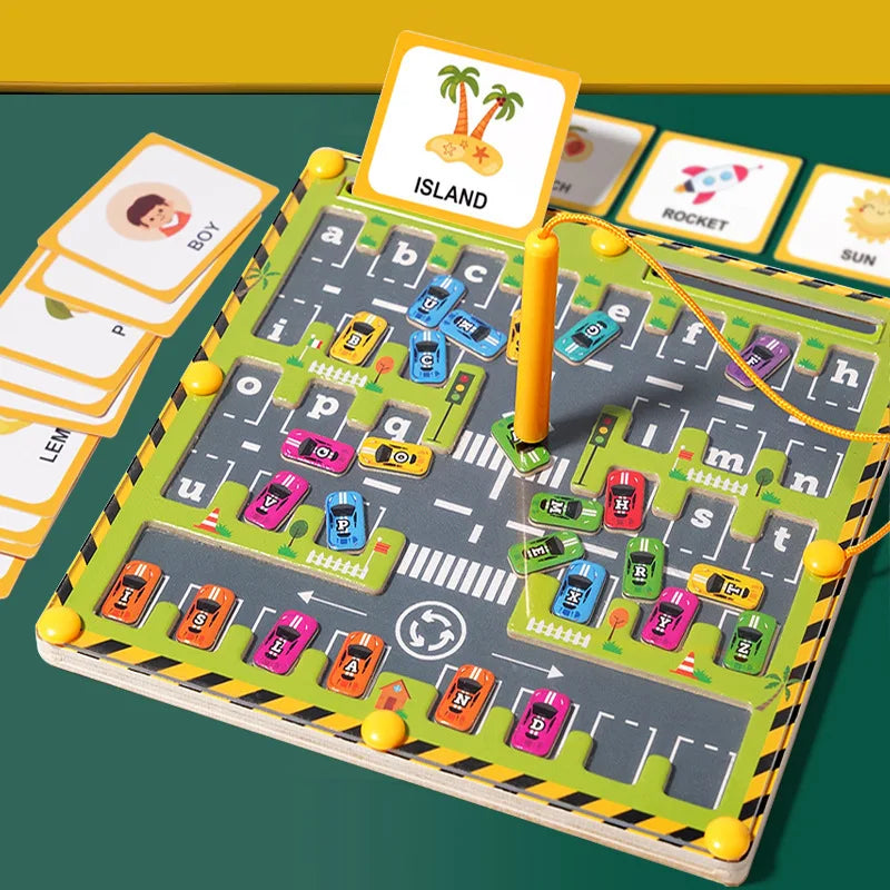 Montessori Magnetic Alphabet Parking Maze
