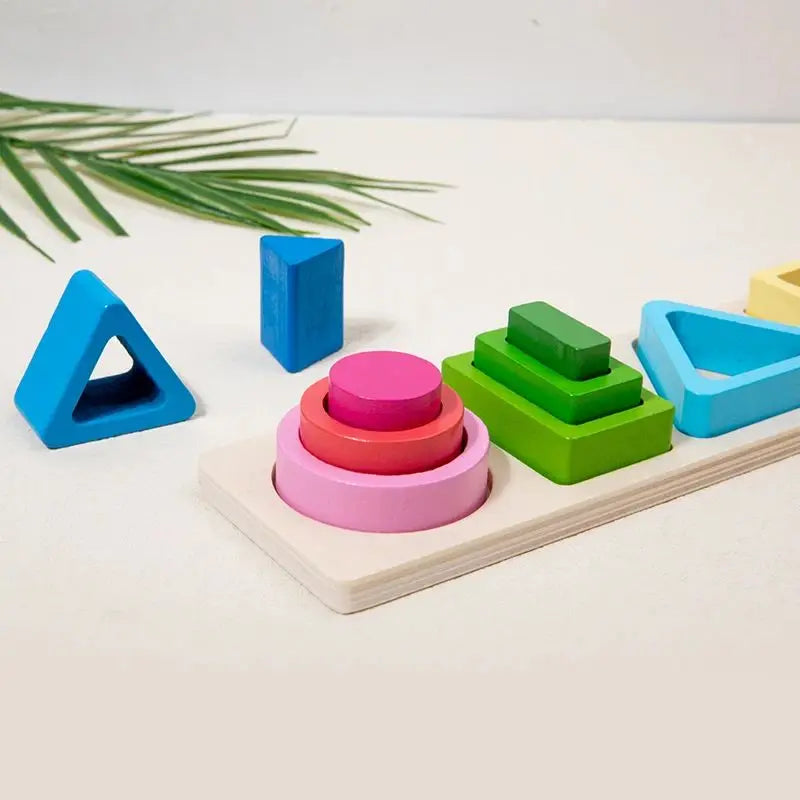 Montessori Wooden Shape & Colour Sorting Stackers