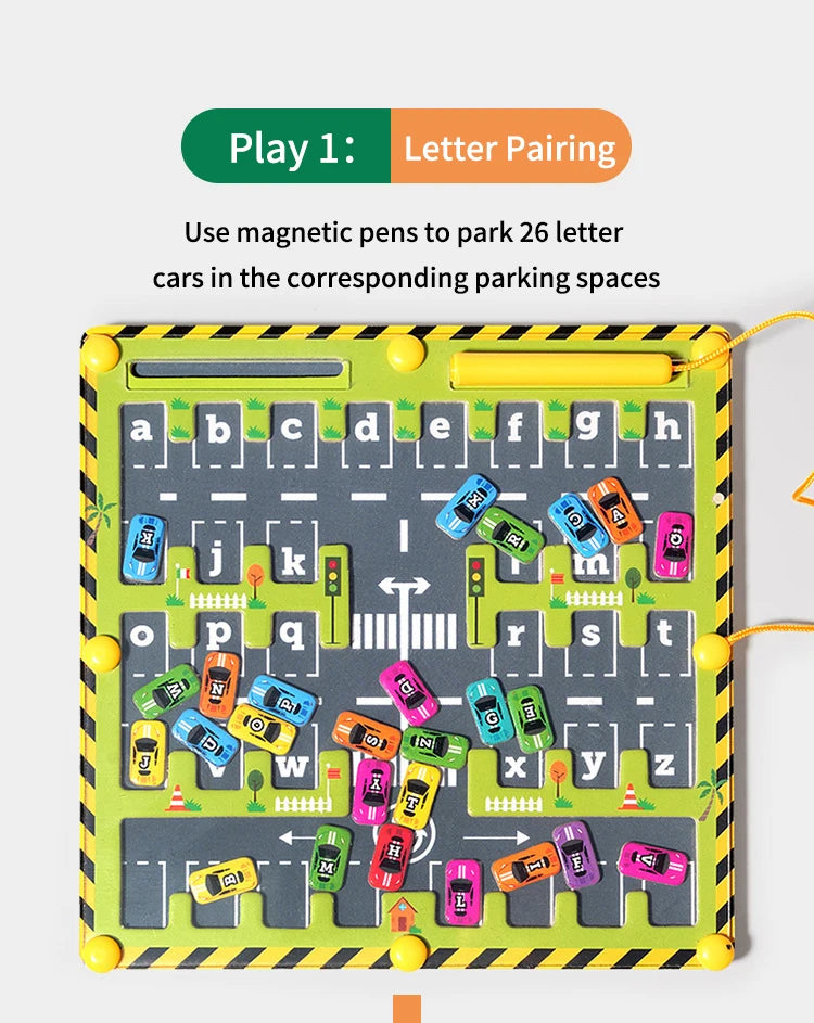 Montessori Magnetic Alphabet Parking Maze