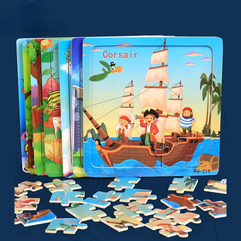 Wooden 3D Cartoon Puzzle