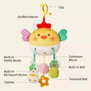 Baby Sensory Toys 0-6 Months - Crib & Car Seat Hanging Crab Attachment with Clip Rattles and Teether Toy for Newborn Infant Gift