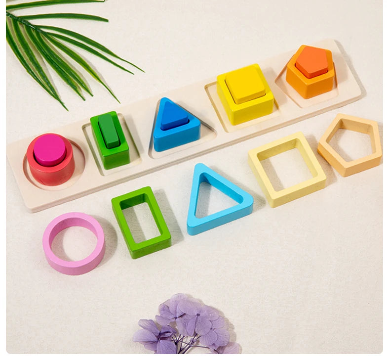 Montessori Wooden Shape & Colour Sorting Stackers
