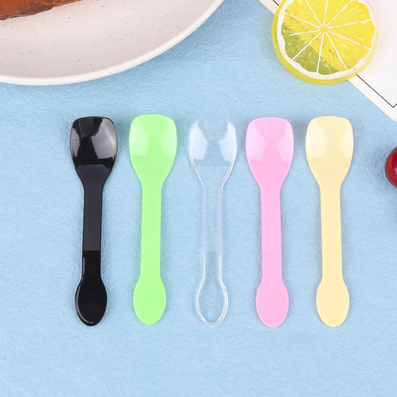 100Pcs Mini Plastic Spoons Flatware Spoons For Jelly Ice Cream Dessert Appetizer Plastic Spoon For Party Supplies