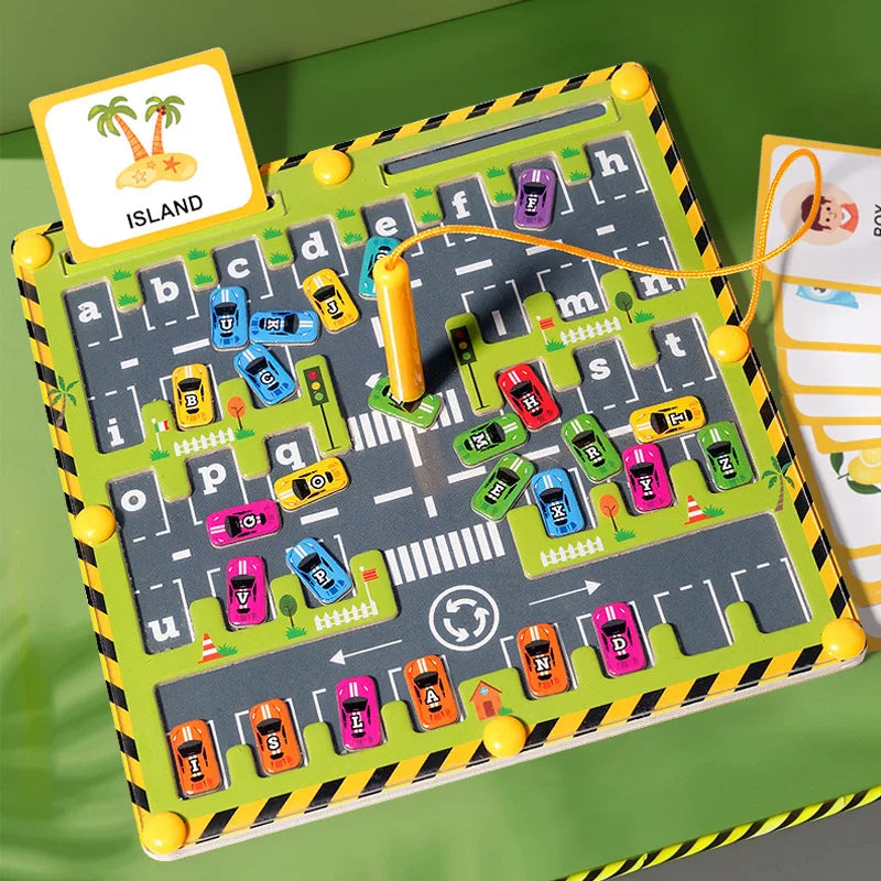 Montessori Magnetic Alphabet Parking Maze