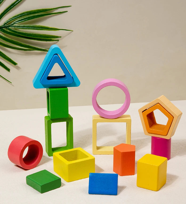 Montessori Wooden Shape & Colour Sorting Stackers