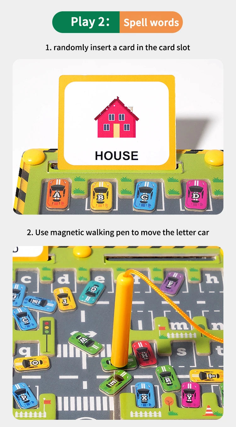 Montessori Magnetic Alphabet Parking Maze