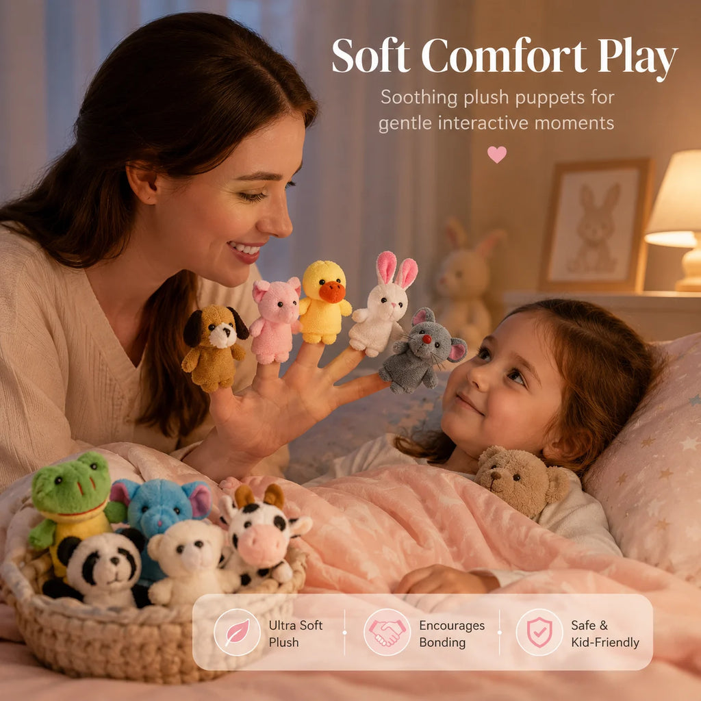 10Pcs Baby Finger Puppet Plush Toy Cartoon Animal Family Role Play Tell Story Cloth Doll Educational Toys For Children Kids