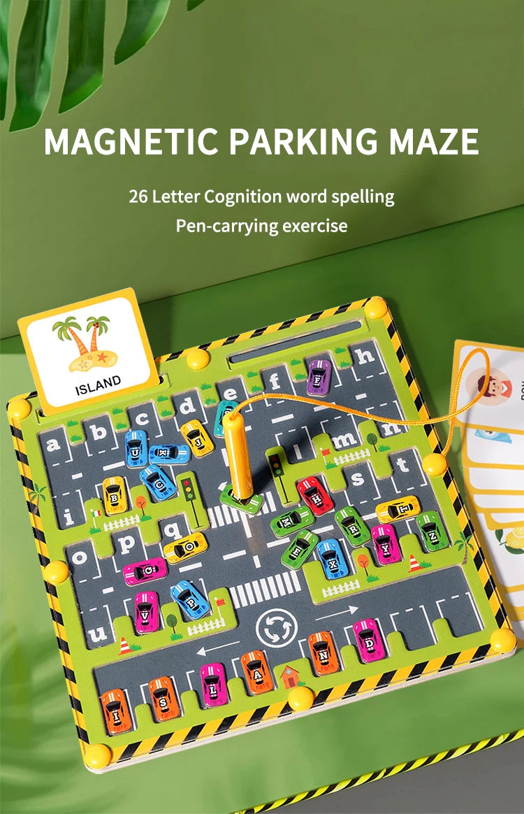 Montessori Magnetic Alphabet Parking Maze