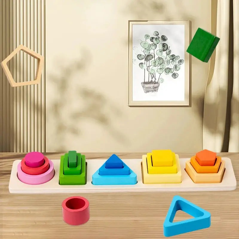 Montessori Wooden Shape & Colour Sorting Stackers