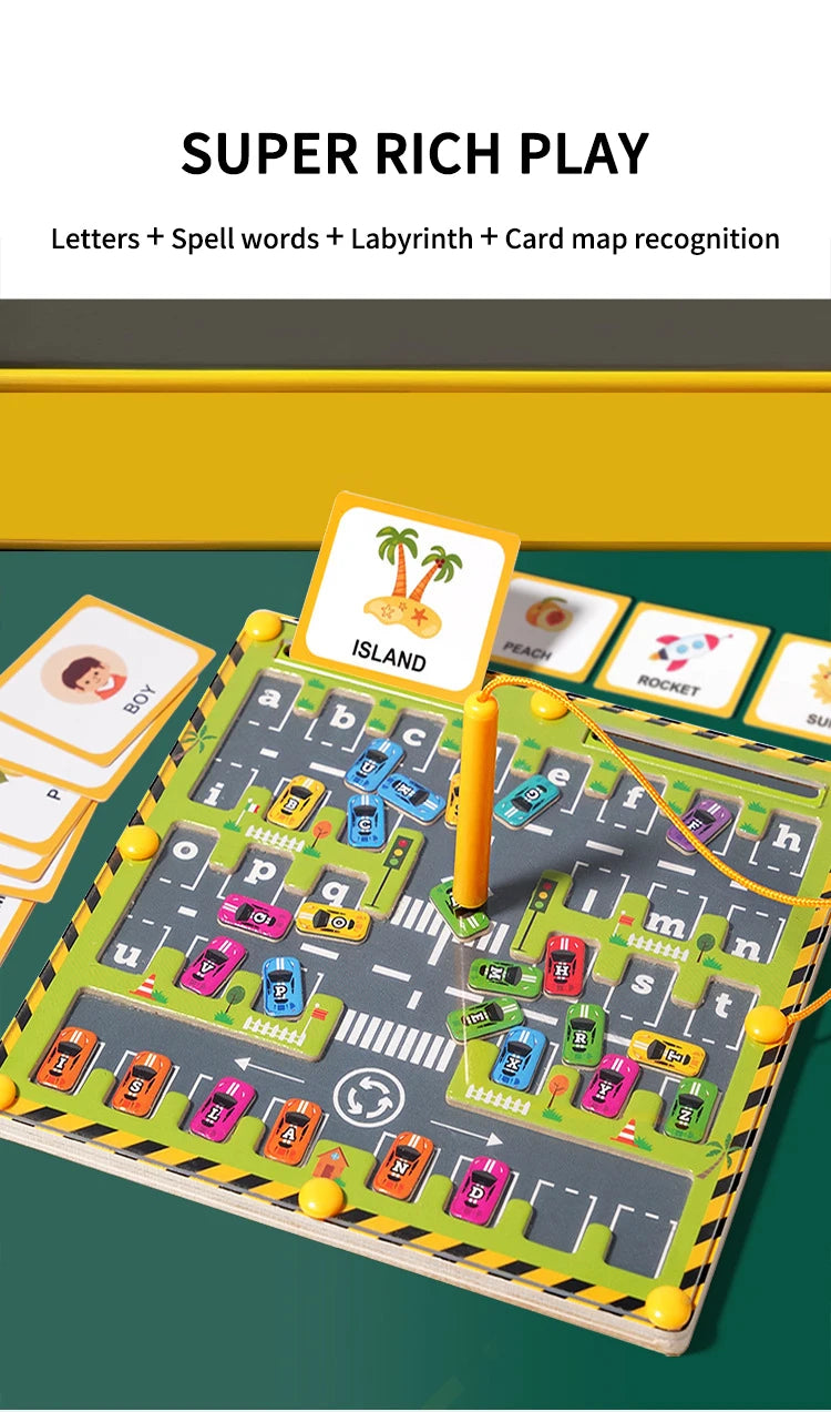 Montessori Magnetic Alphabet Parking Maze