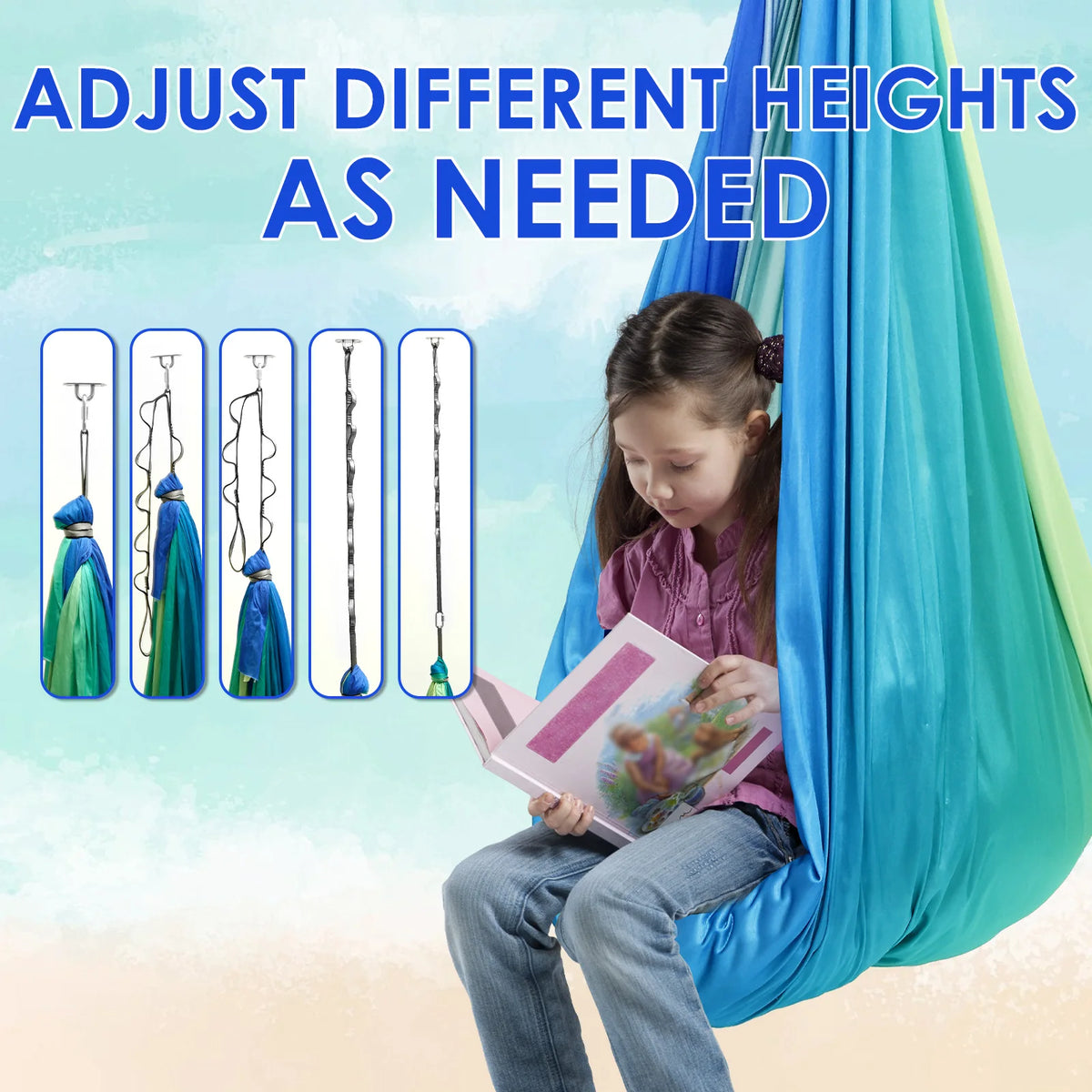 Sensory Swing Comfortable Kids Sensory Hammock Holds up to 200 lbs Indoor Cuddle Swing with 360° Swivel Hardware for Children