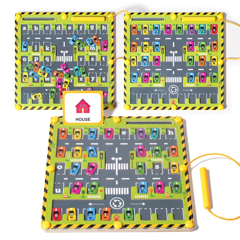 Montessori Magnetic Alphabet Parking Maze
