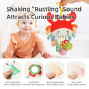Baby Sensory Toys 0-6 Months - Crib & Car Seat Hanging Crab Attachment with Clip Rattles and Teether Toy for Newborn Infant Gift