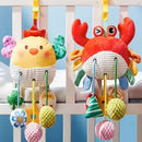 Baby Sensory Toys 0-6 Months - Crib & Car Seat Hanging Crab Attachment with Clip Rattles and Teether Toy for Newborn Infant Gift
