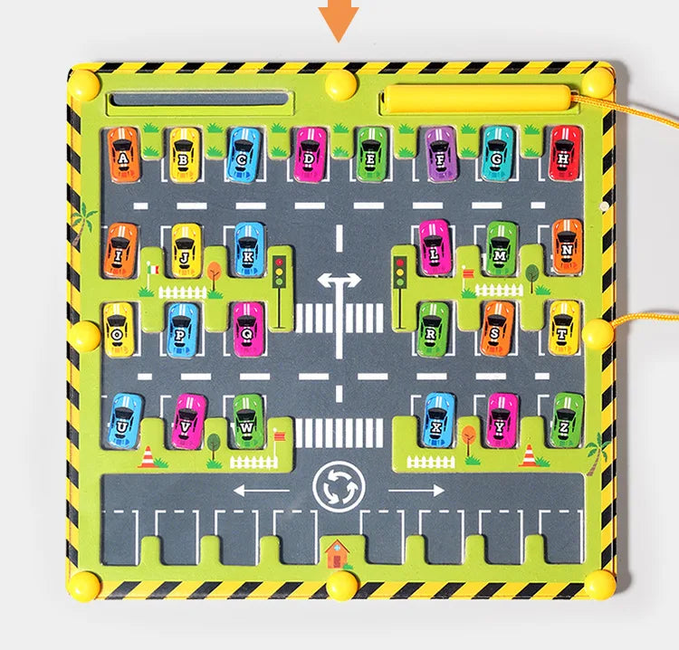 Montessori Magnetic Alphabet Parking Maze
