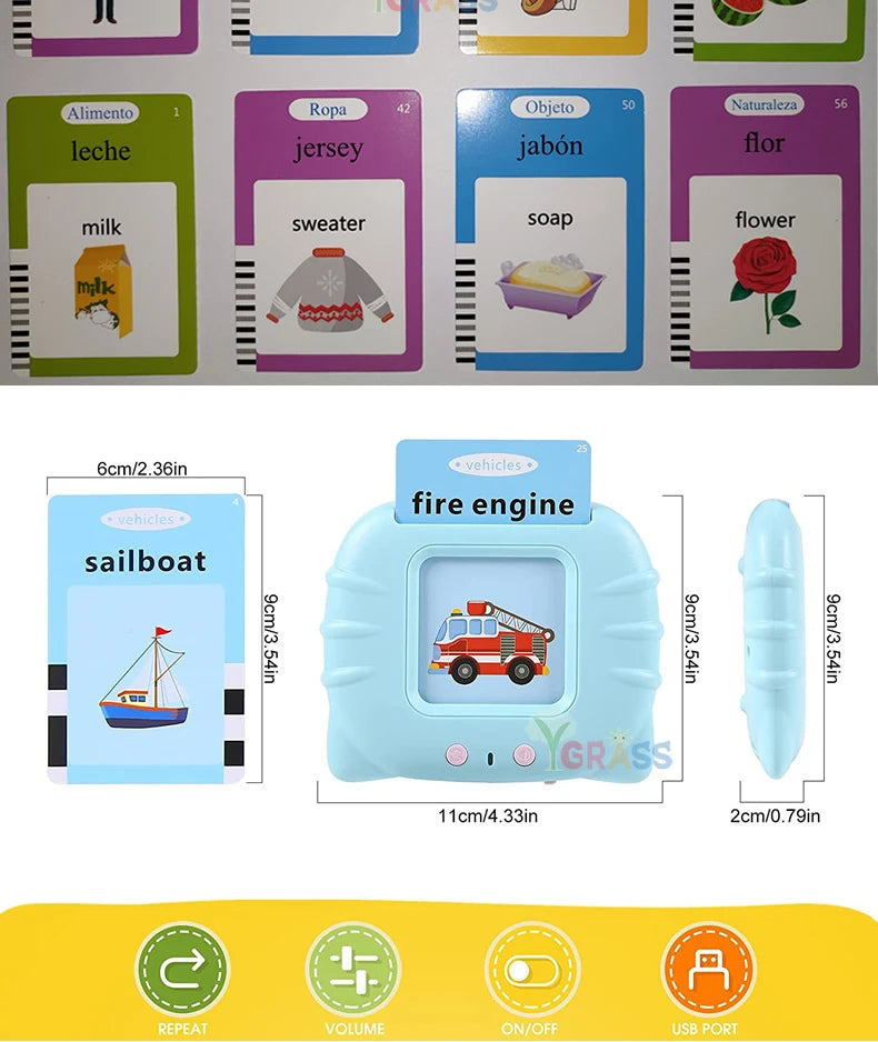 Educational Language And Literacy Learning Toys Talking Flash Cards Kids Games Audio Book Gift Russian Alphabet Spanish French