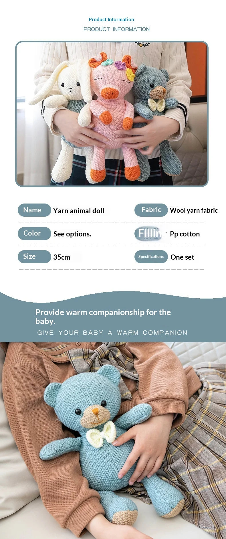 Snuggly Bear Rabbit Plush Doll - Adorable Bed Companion Stuffed Animal Cozy and Cute Gift for Girls Women and Kids