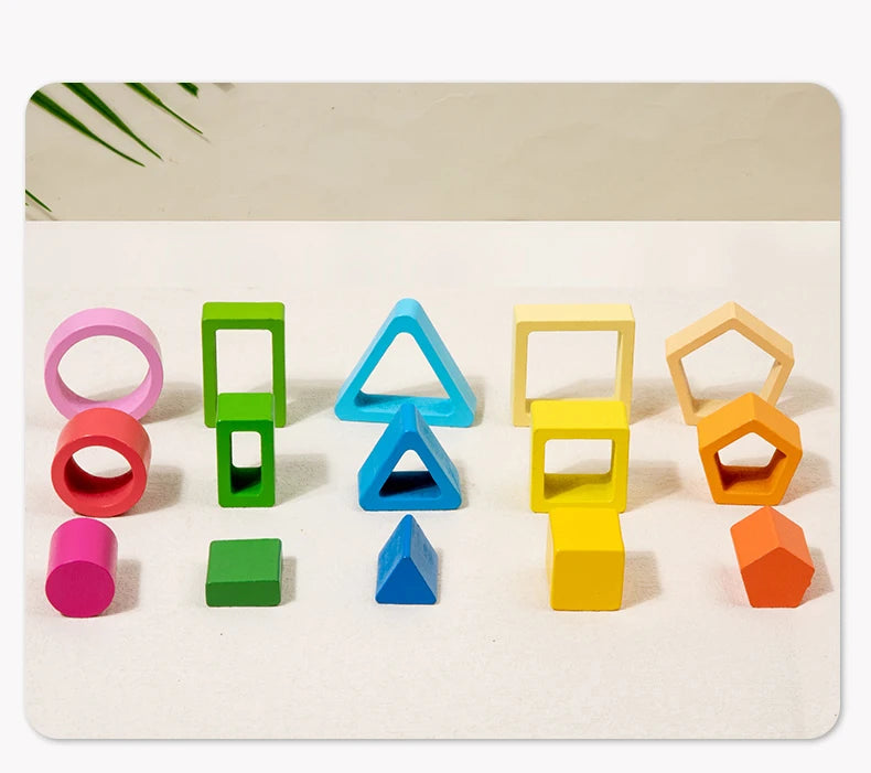 Montessori Wooden Shape & Colour Sorting Stackers