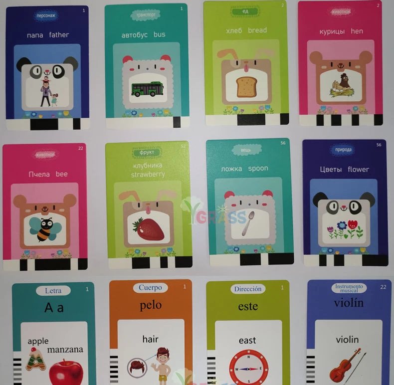 Educational Language And Literacy Learning Toys Talking Flash Cards Kids Games Audio Book Gift Russian Alphabet Spanish French