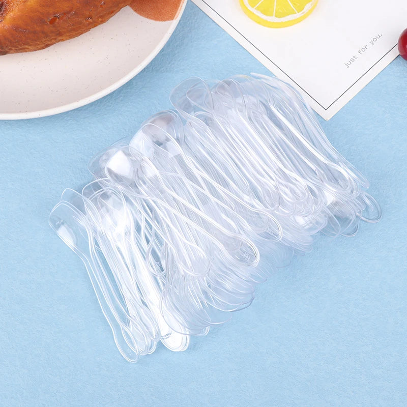 100Pcs Mini Plastic Spoons Flatware Spoons For Jelly Ice Cream Dessert Appetizer Plastic Spoon For Party Supplies