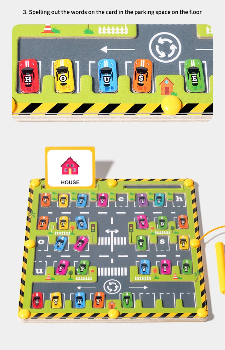 Montessori Magnetic Alphabet Parking Maze