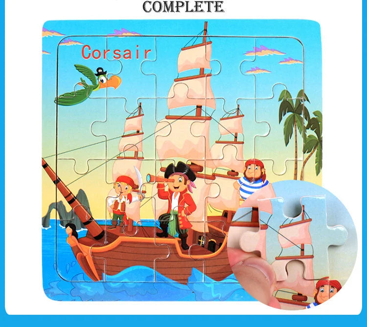 Wooden 3D Cartoon Puzzle