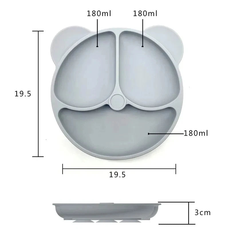 2024New Baby Safe  Silicone Suker Plate Cartoon Children Dishes Feeding Toddler Training Tableware Retro Kids Smile Face Plate