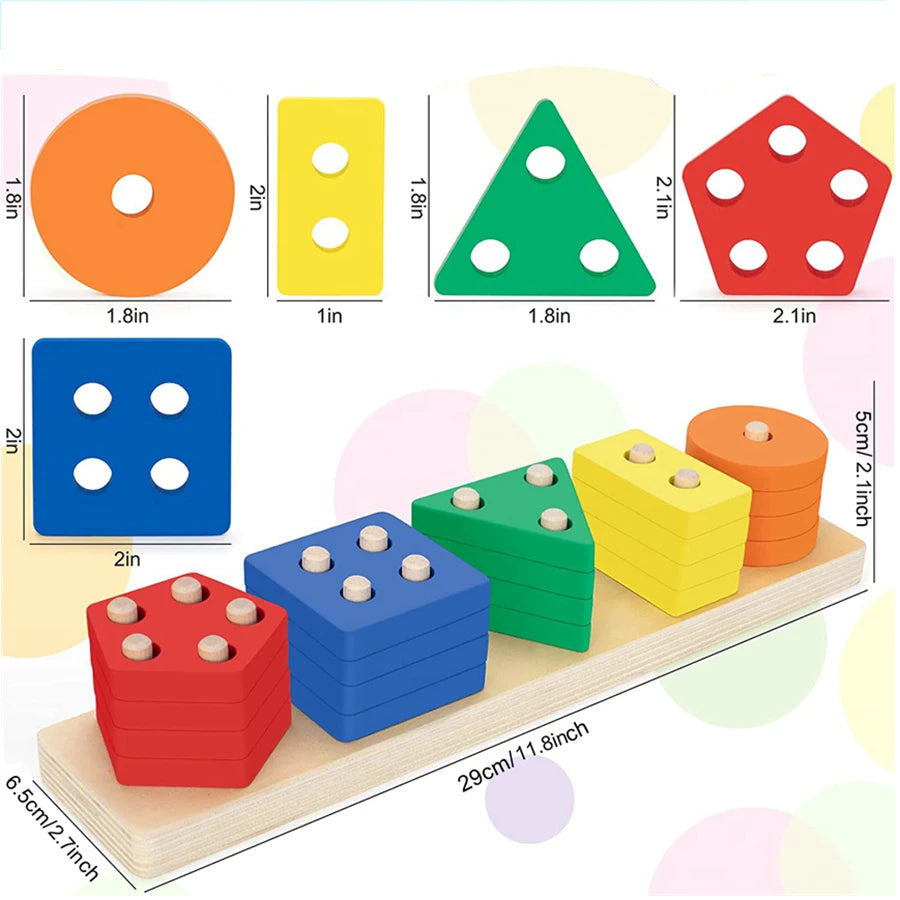 Montessori Wooden Shape Sorting & Stacking Toy